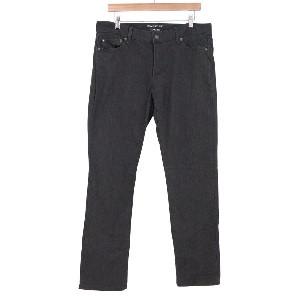 Banana Republic Jeans Mens 34x32 Travel Jean Slim Fit Dark Gray Stretch Exc